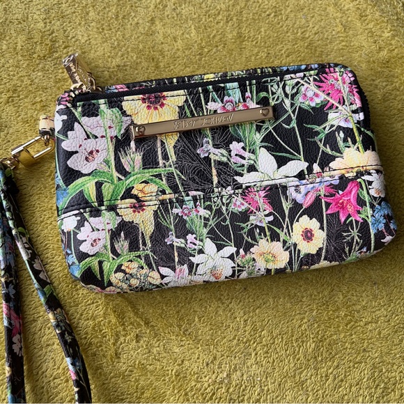 Betsey Johnson Handbags - Betsey Johnson Black Floral Pouch